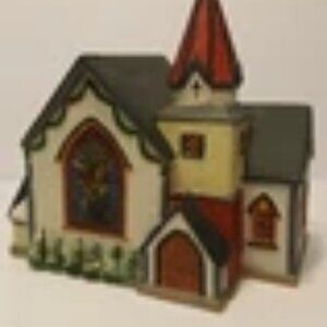 Vintage 1995 Lemax Vail Village St. Luke's Church Stained Glass #55173